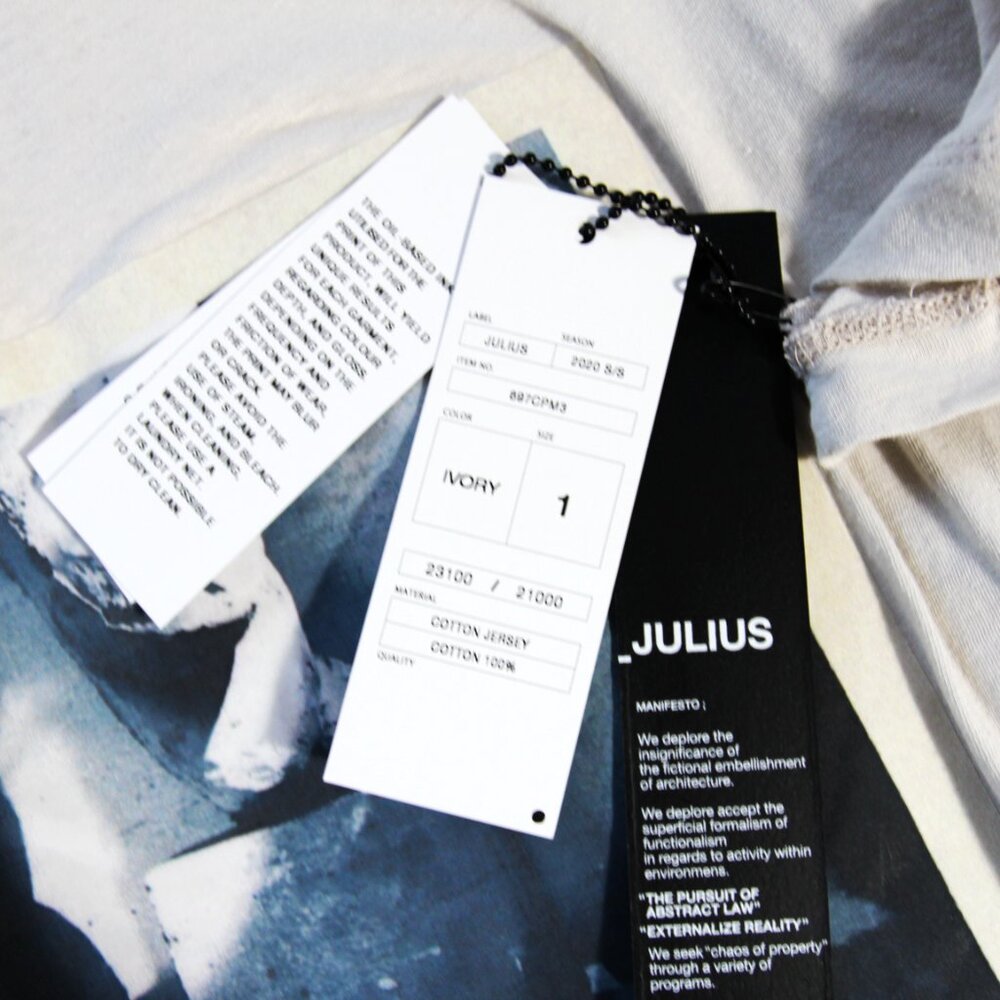 BNWT SS20 JULIUS "AFANGAR" GRAPHIC IVORY TSHIRT 1 & 2 - Picture 6 of 16